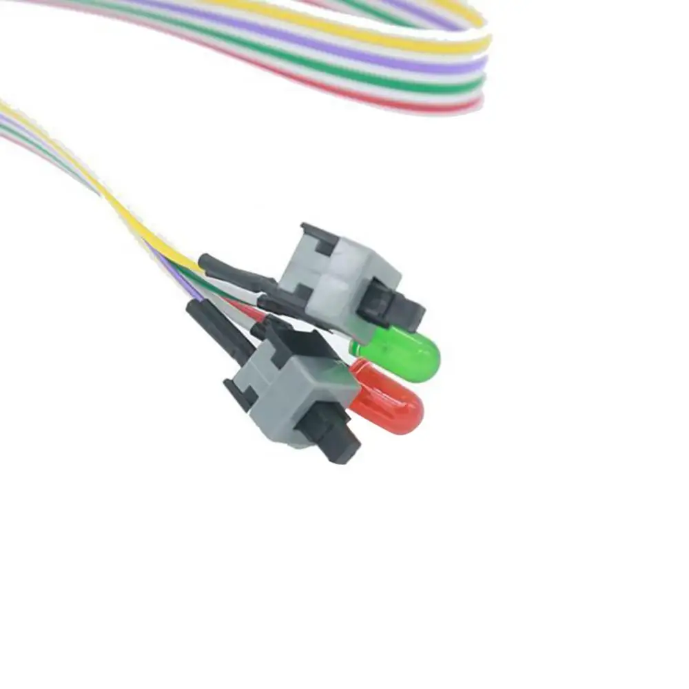 50cm Computer On/Off/Reset 2 Switch LED Light PC Computer Reset Motherboard Power Cable