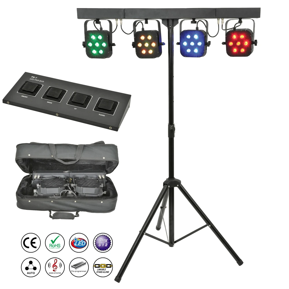 

LED Flat Slim Par kit High Power 7x10W 4IN1 LED 4 Par Light Set 4in1 RGBW Mini Laser Stage DJ Disco Sound Strobe DMX Party Light