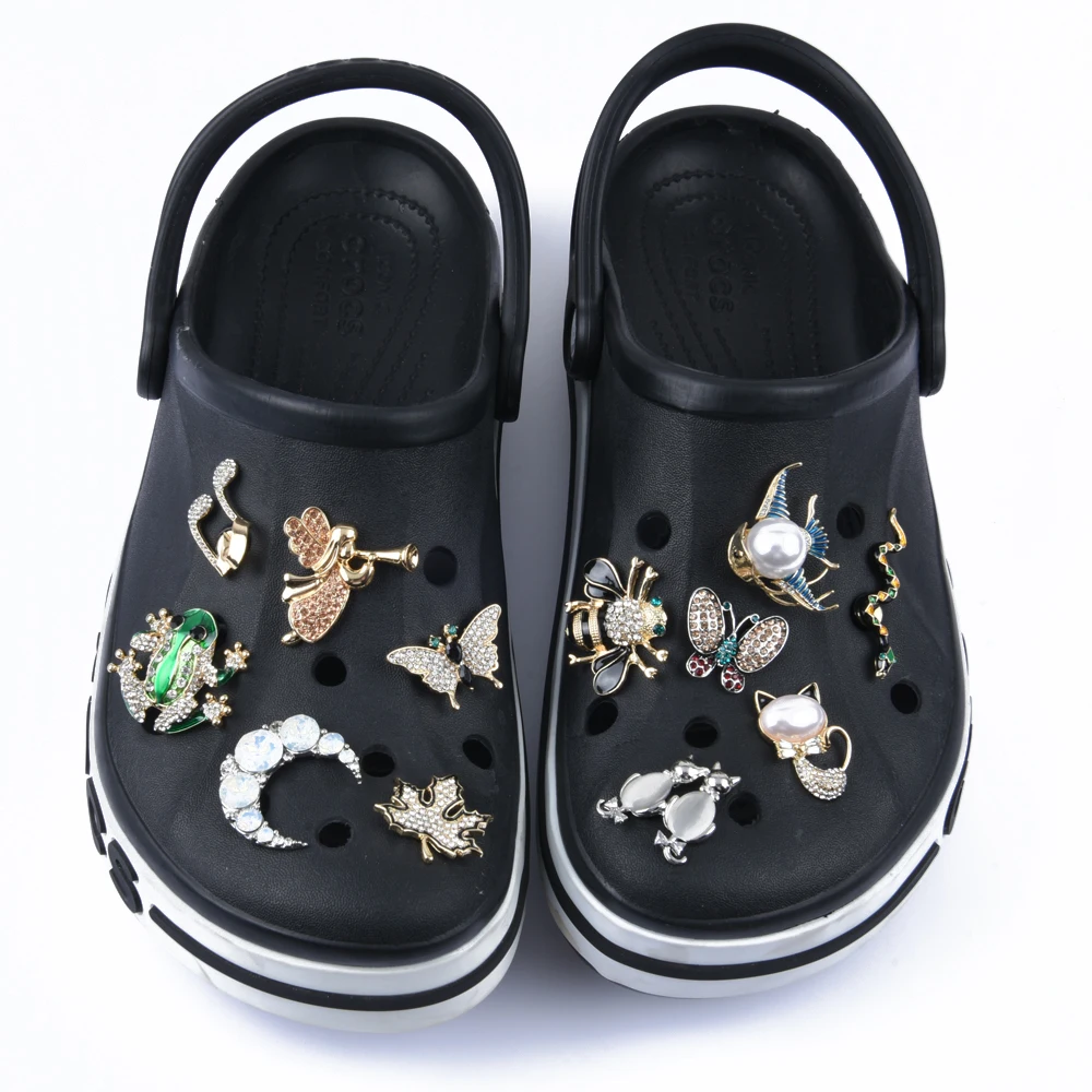 New Arrival High Quality Bling Metal Shoe Charms Rhinestone Cat Fish Shoes Decorations Shiny Music Bracelet Accessories