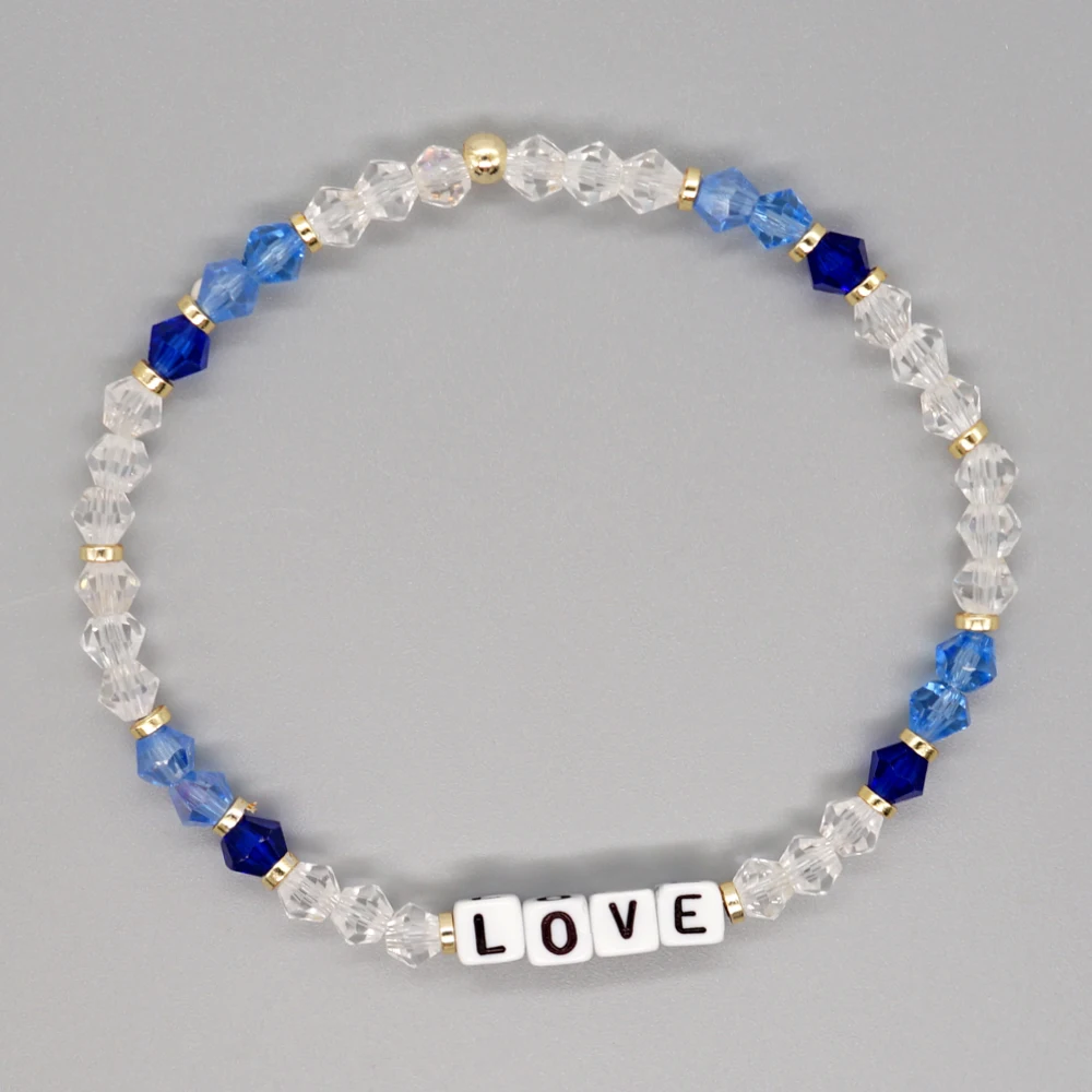 Go2Boho Romantic Crystal Beaded Bracelets LOVE Custom Letter Beads Strand Bracelet for Women Romantic Valentine\'s Day Jewelry