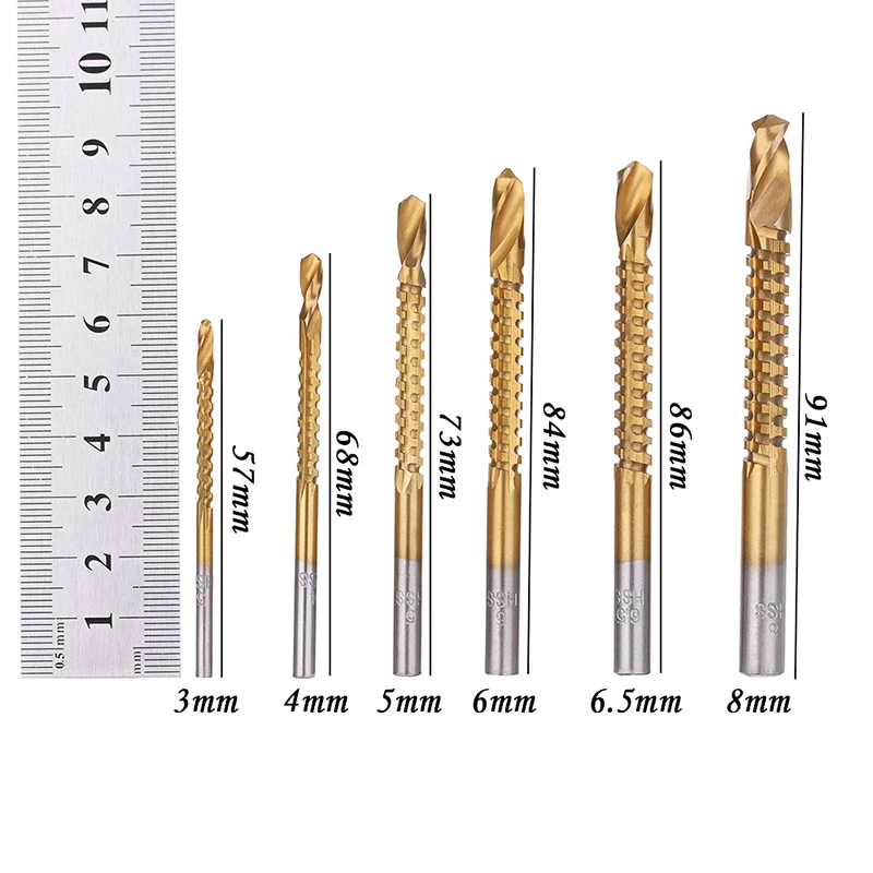 Smarlan 6 pçs cobalto broca bit espiral parafuso métrico composto torneira broca conjunto de broca de torção para corte de perfuração polimento
