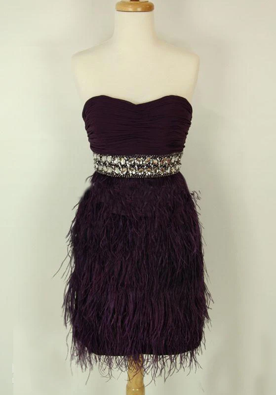 2018 Feather Homecoming In Purple graduation hot-sexy party prom Cute for 8th grade gown graduation Mother of the Bride Dresses