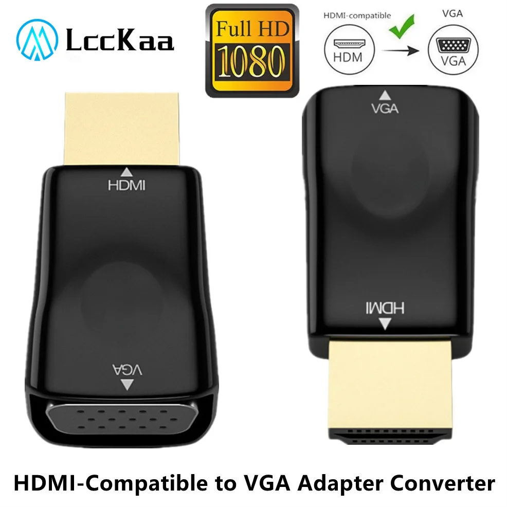 LccKaa Adapter HDMI na VGA Konwerter męski na żeński 1080P Adapter wideo HDMI na VGA do PC TV Box DVD HDTV