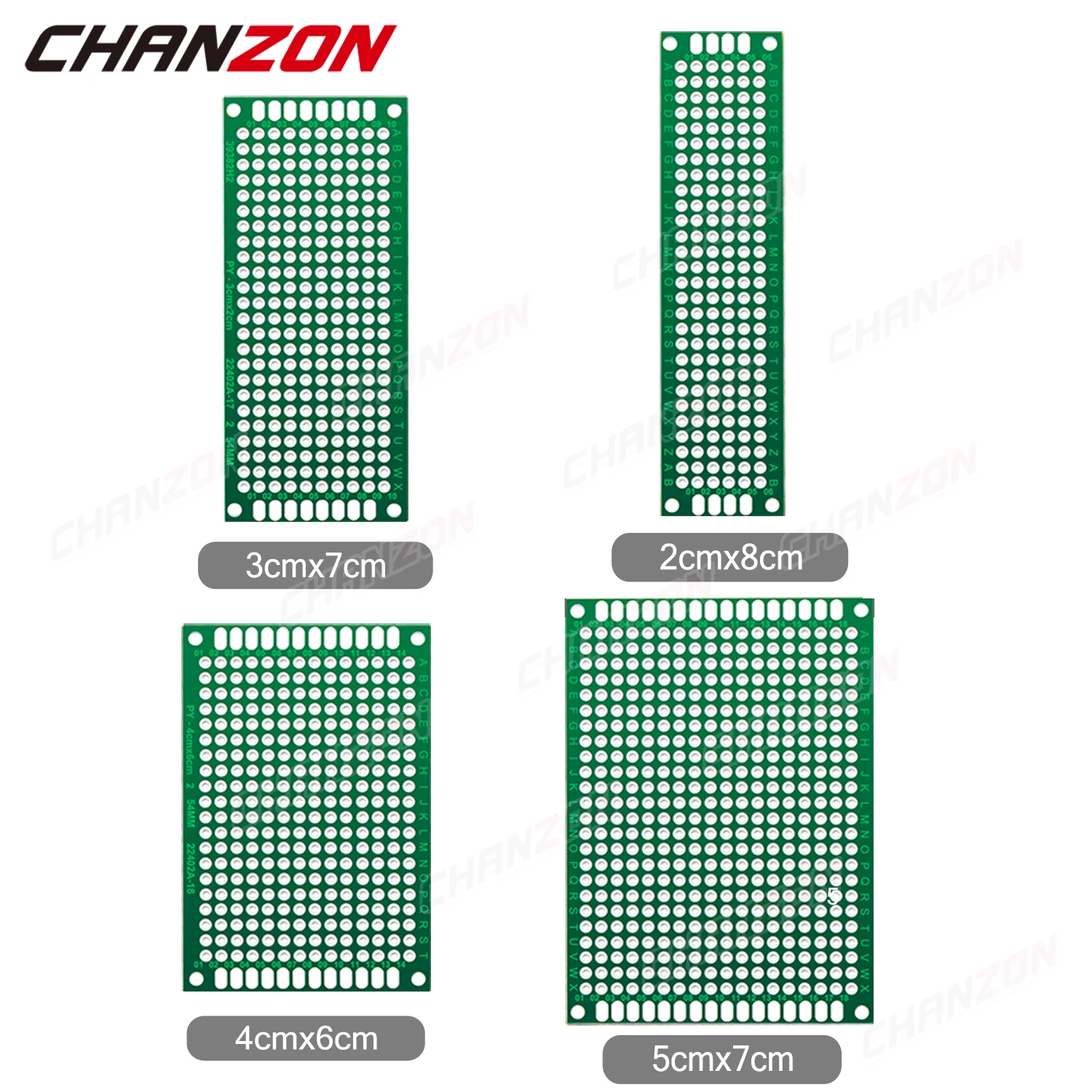 20 Pcs ( 2X8 3X7 4X6 5X7 ) Double Sided Printed Circuit PCB Board Tinned FR4 Prototype Universal Perfboard Kit for DIY Soldering