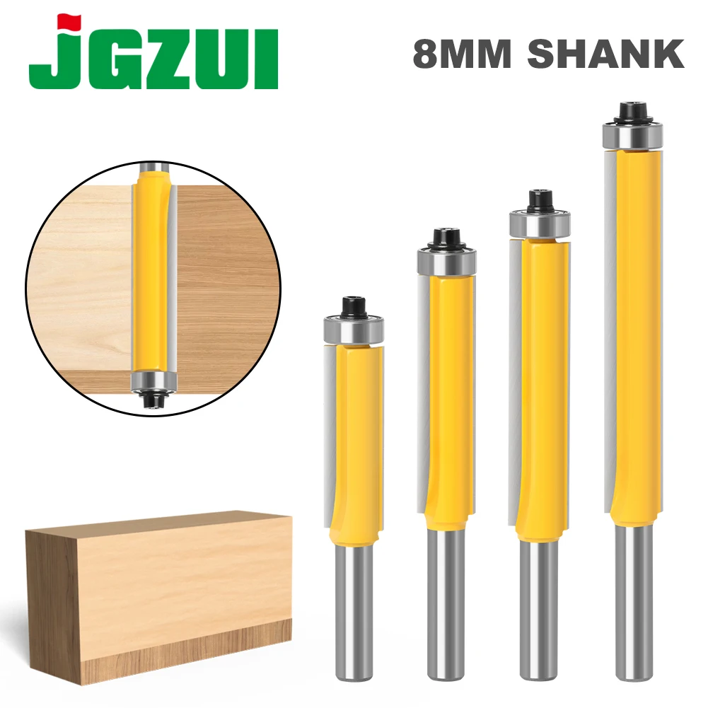 1Pc 8mm Shank Long Blade Flush Bit  Flush Trim Router Bit End Bearing For Woodworking Cutting Tool