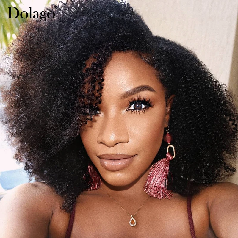 

U Part Afro Kinky Curly Wig Human Hair Brazilian Virgin Hair Upart Wigs Natural 4B 4C Kinky Curly For Black Woman Dolago