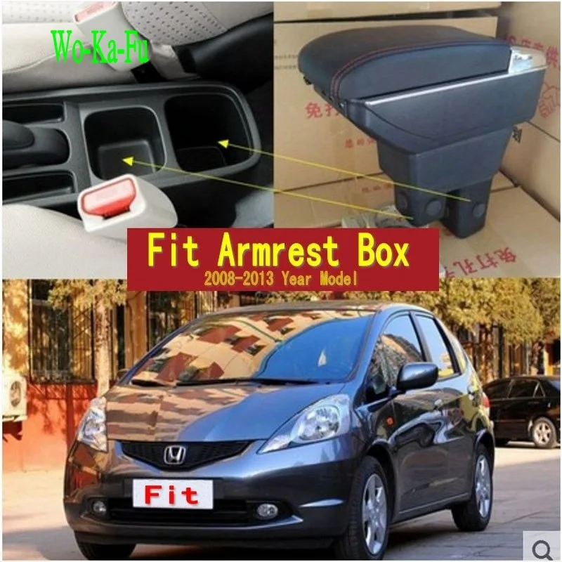 

Arm Rest Honda Fit Jazz 2nd Armrest Box Center Console Central Store Content Storage with Cup Holder Ashtray USB Interface