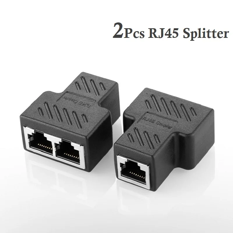 1Pc 1 To 2 Ways RJ45 Ethernet LAN Network Splitter Double Adapter Port Coupler Connector Extender Adapter Plug Connector Adapter