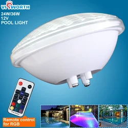 Luz Led para piscina Par56, lámpara subacuática Rgb, 24W, 36W, fuente y estanque, impermeable Ip68, 12V, Blanco cálido, blanco frío, azul