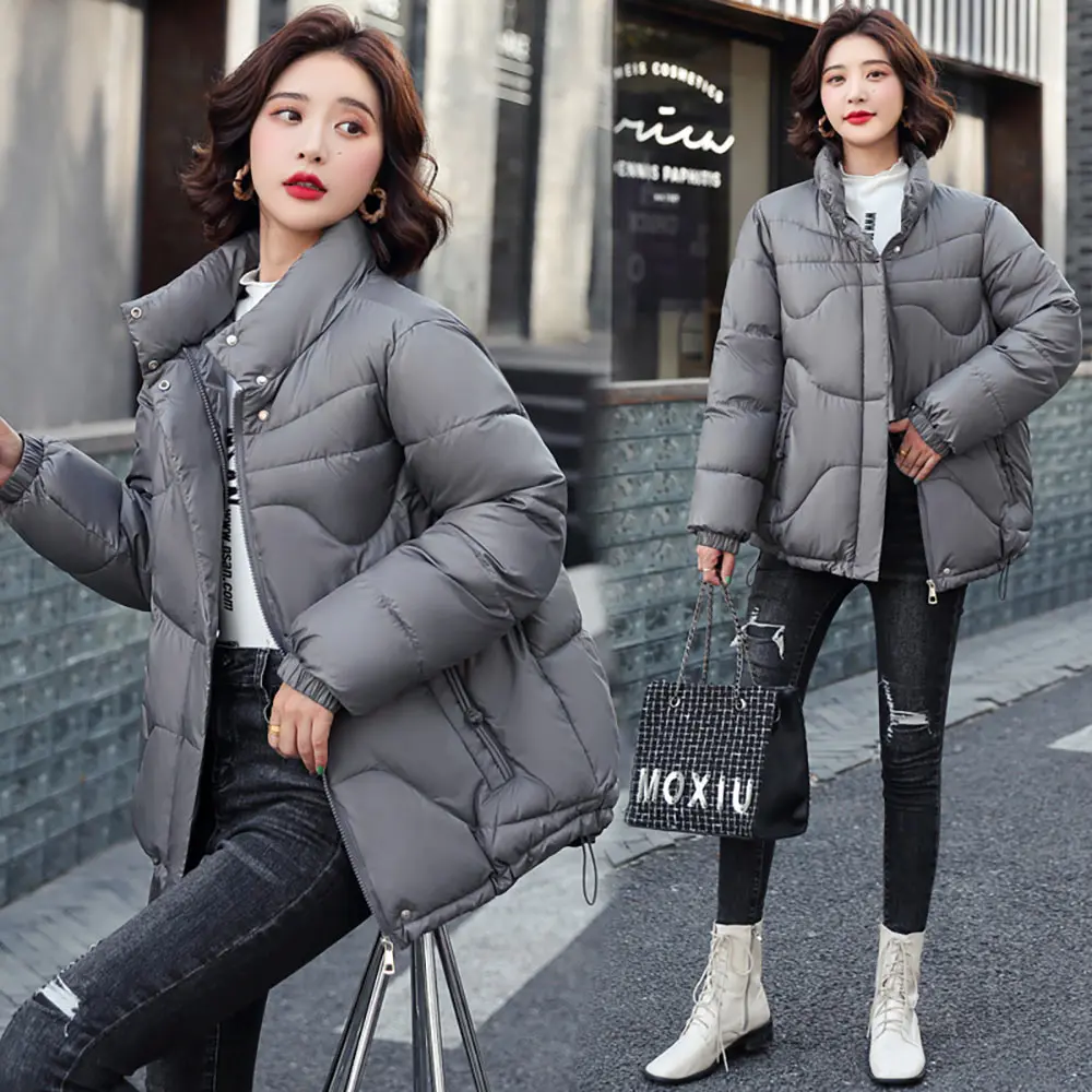 Vielleicht Winter Jacket Women Stand Collar Female Parkas Thicken Outerwear Solid Winter Coat Short Cotton Padded Women Clothing