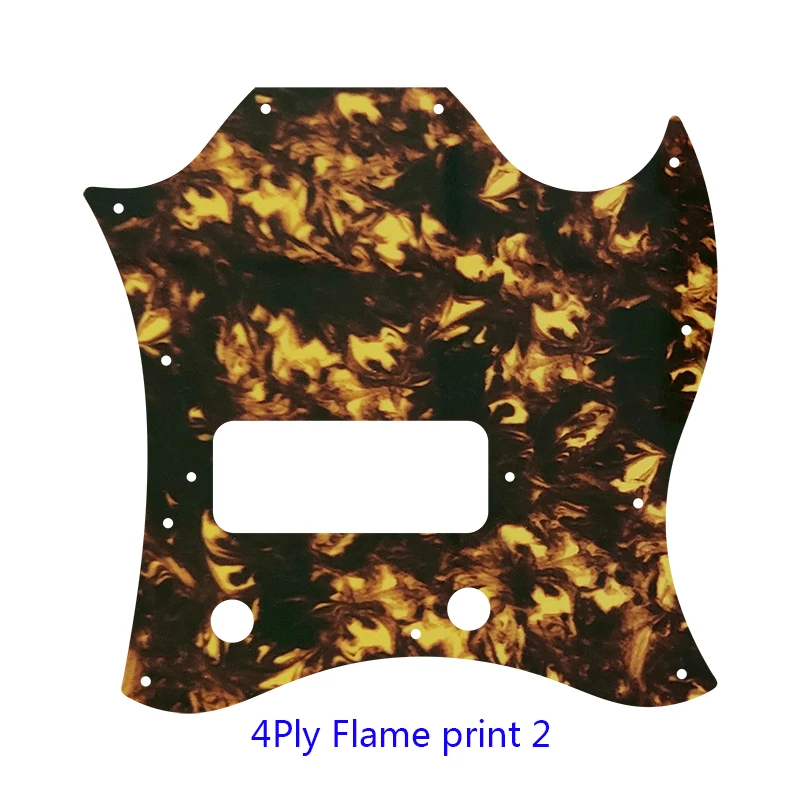 Pleroo Guitar Parts - For Gib Standard SG Full Face Guitar Pickguard Route Bridge P90 Humbuckers Scratch Plate Flame Pattern