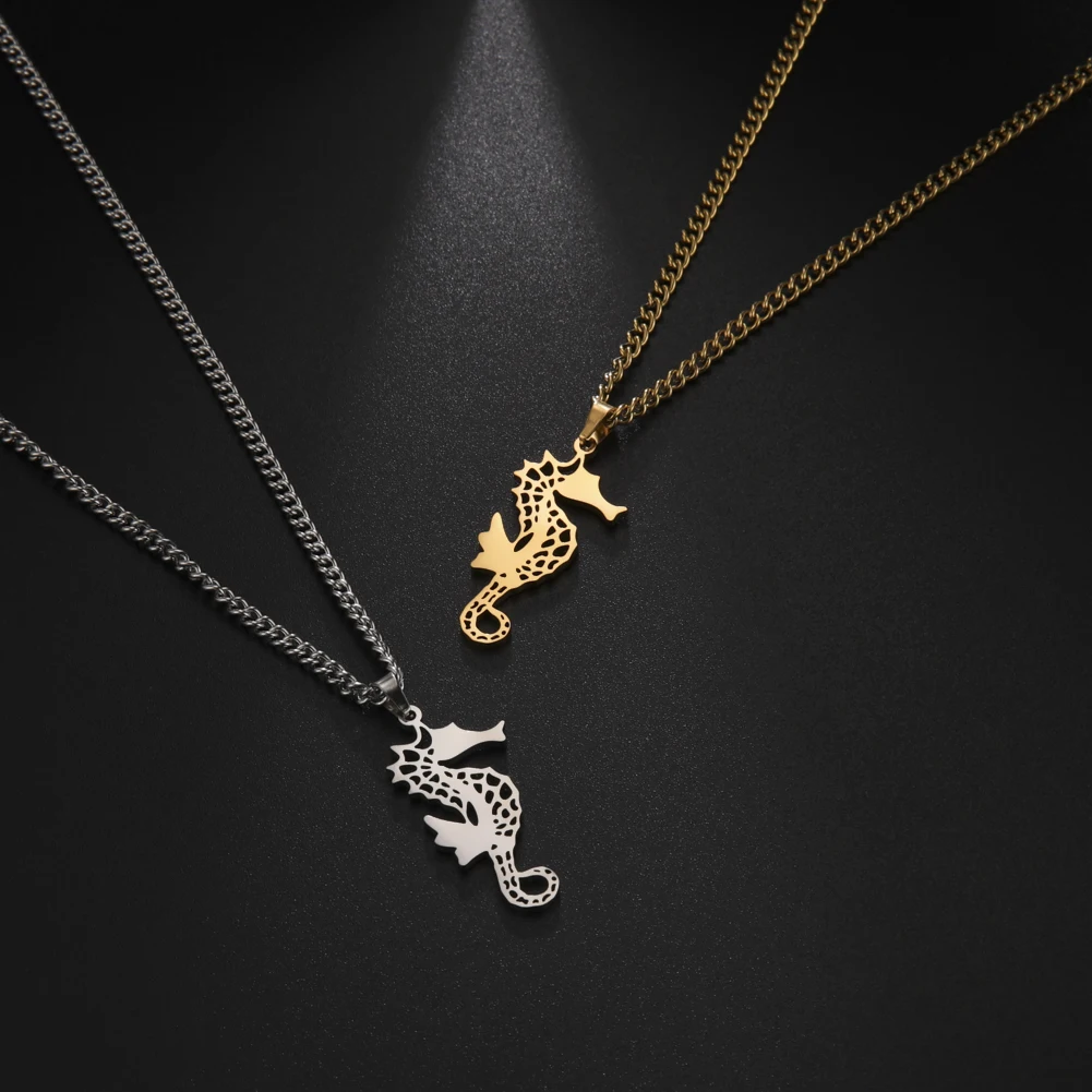 Cazador Sea Animal Seahorse Pendant Necklace Stainless Steel Hippocampus Chain Necklaces For Men Women Gifts Wholesale 2024