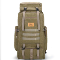 Outdoor 80L Large Bags Men Canvas Climbing Backpack Tactical Camping Hiking Rucksack Travel Molle Unisex Backpack