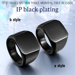 Beier new store 316L Stainless Steel ring High Polished Signet Solid  black and gold  for men fashion wholesale price  LR177