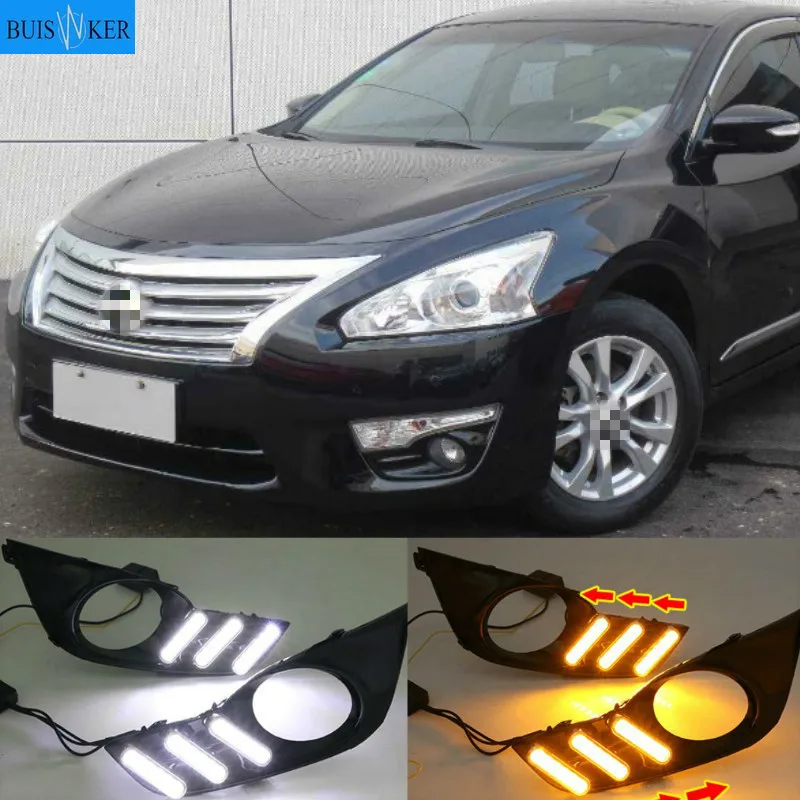 

2Pcs Car LED Daytime Running Lights for Nissan Altima Teana 2013 2014 2015 DRL Front Bumper Driving Turn Signal Light Daylgiht