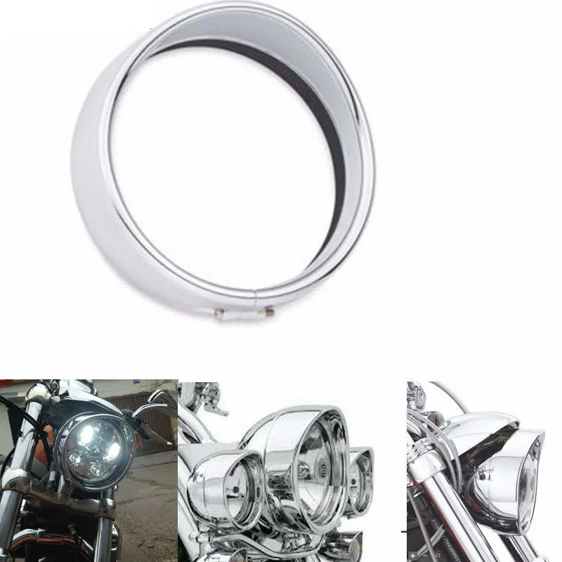 

Кольцо для фары мотоцикла 5,75 дюйма, черное/хромовое для Harley Sportster XL 883 883N 1200 Dyna Softail FXLR FXST FXSTB