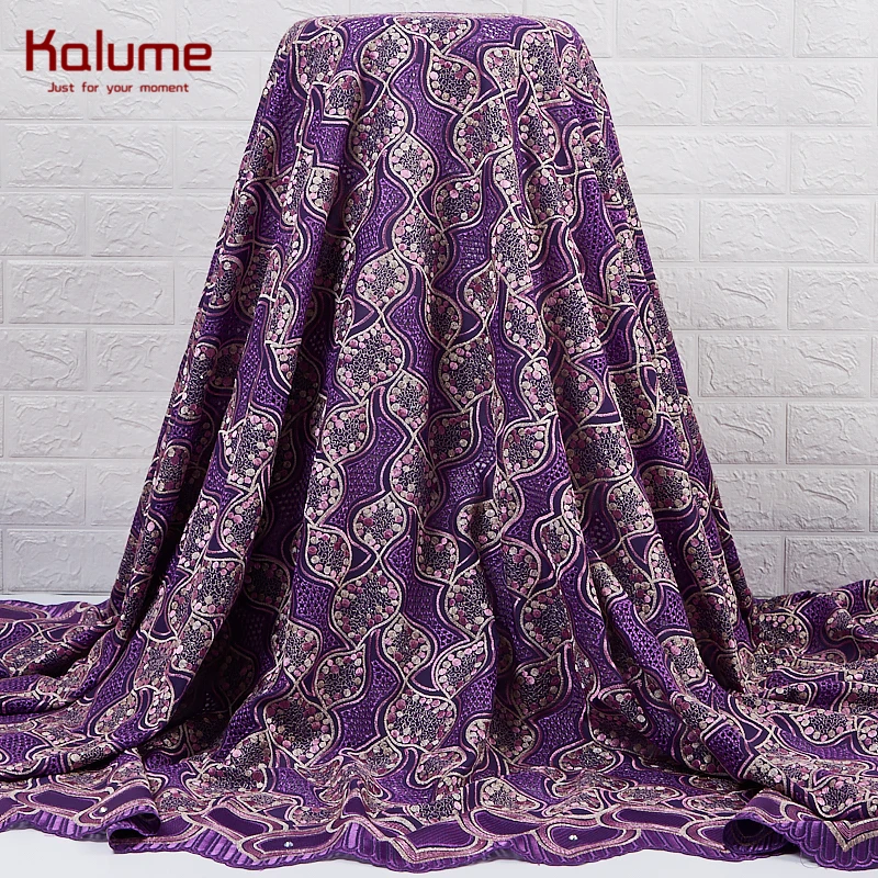 Kalume African Cotton Lace Fabric 5 Yards Nigerian Cotton Lace Fabric High Quality Tissus Jersey For Sew Cloth Women Dress H2307