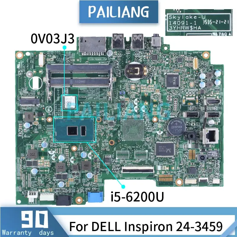 I5-6200U For DELL Inspiron 24-3459 Laptop Motherboadrd CN-0V03J3 0V03J3 14091-1 SR2EY DDR3 Notebook Mainboard