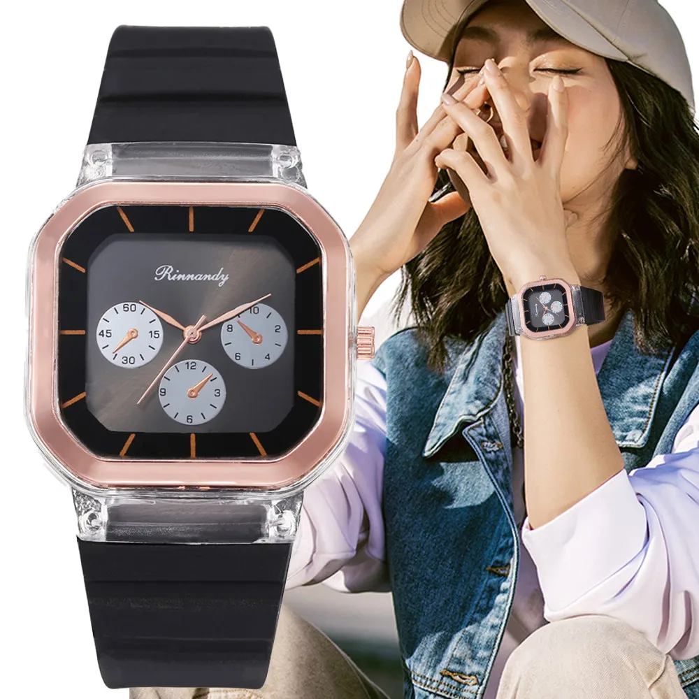 Black Women Fashion Luxury Brand Watches Simple Square Ladies Wristwatches Drop Shipping Silicone Strap Female Watch Clock