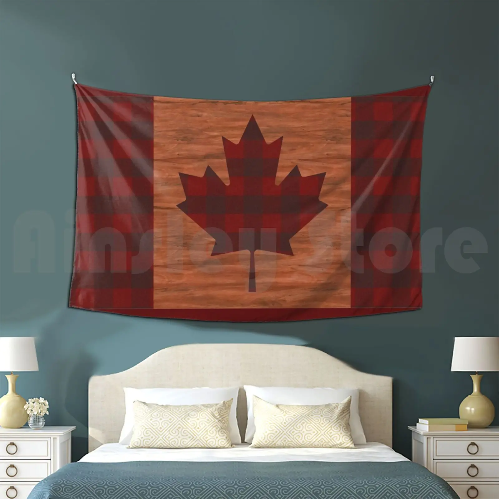 Canada Flag Lumberjack Tapestry Living Room Bedroom Canadian Flag With A Log Drivers Waltz Theme To It