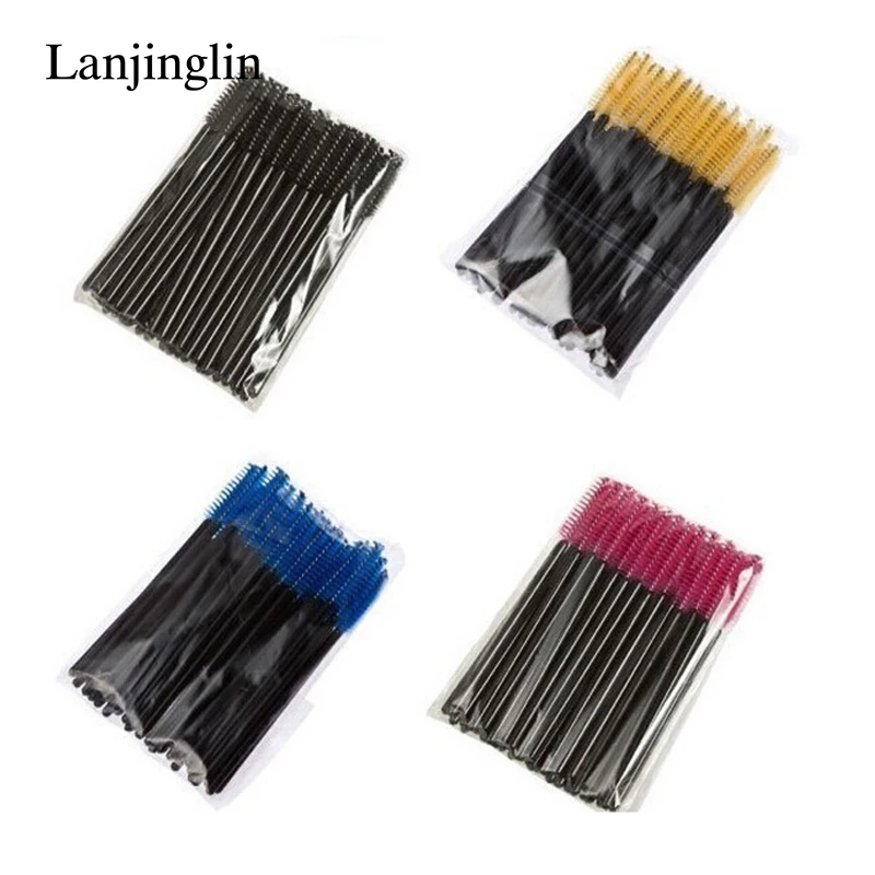 Lanjinglin 5/50 Pcs Disposable Eyelashes Brushes Eyebrow Brush Mascara Wands Applicator Extension Cosmetic Makeup Tools Brushes