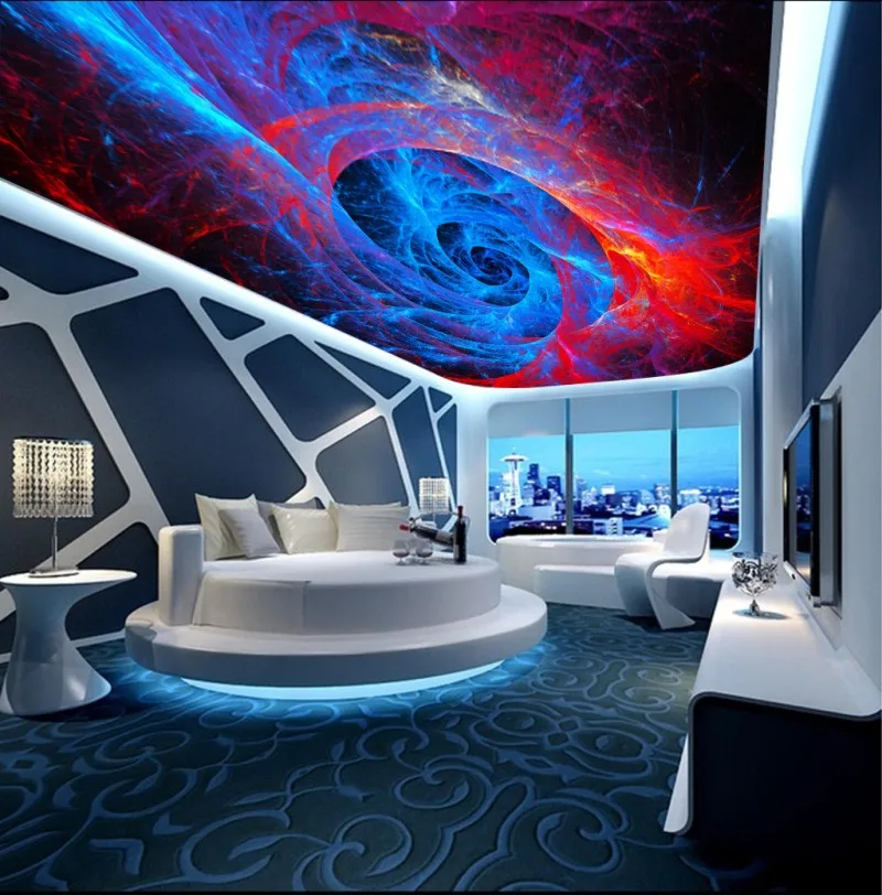 

Photo Wallpaper Living Room Bedroom KTV Ceiling Murals Wallpaper Fantasy abstract spiral pattern ceiling ceiling background