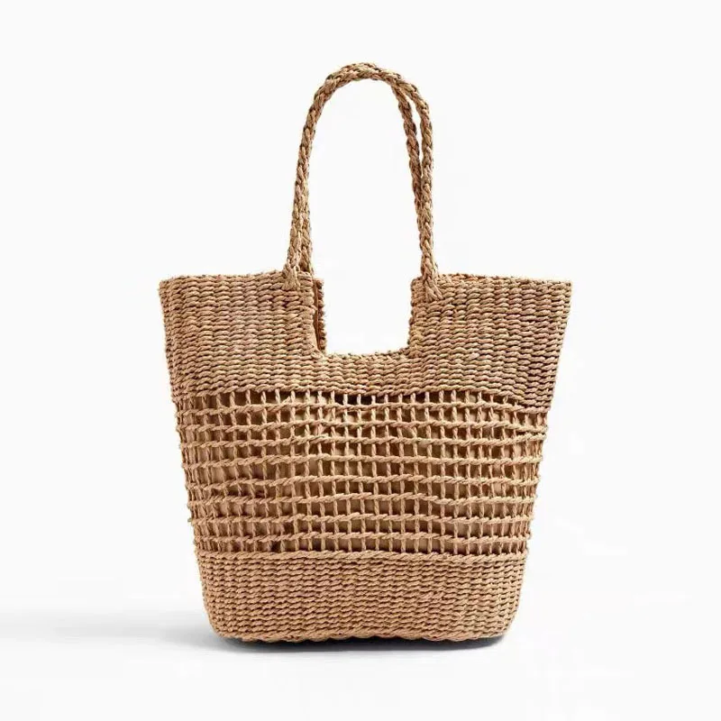 Sac en paille tissé creux pour femme, sac de tempérament féminin, grand sac portable pour femme, initié à la forêt, nouveau