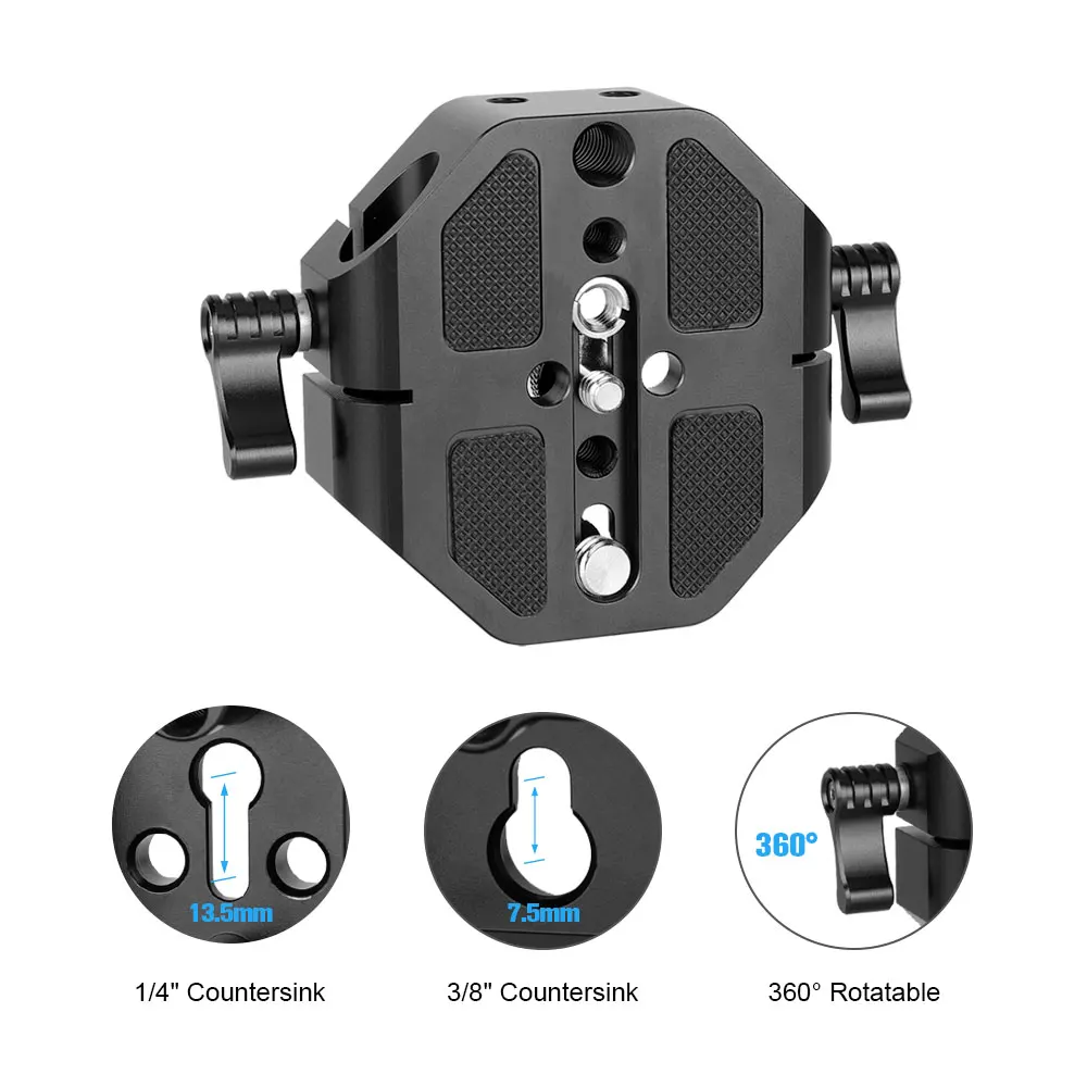 KIMRIG Universal Low Profile Dslr Camera Base Plate With 15mm Rod Rail Clamp Such As for Sony Fs7, For Sony A7 Series C100/300