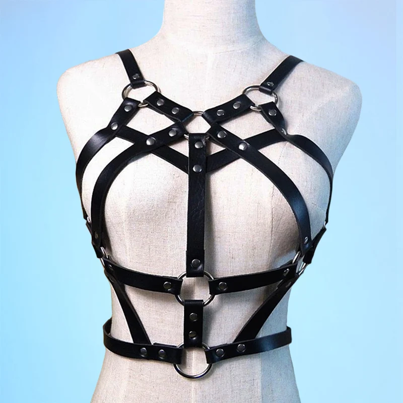 

Punk Leather top Harness Women Body Bondage Garters For Stockings Crop punk Suspenders Straps Belt Punk Goth accessories