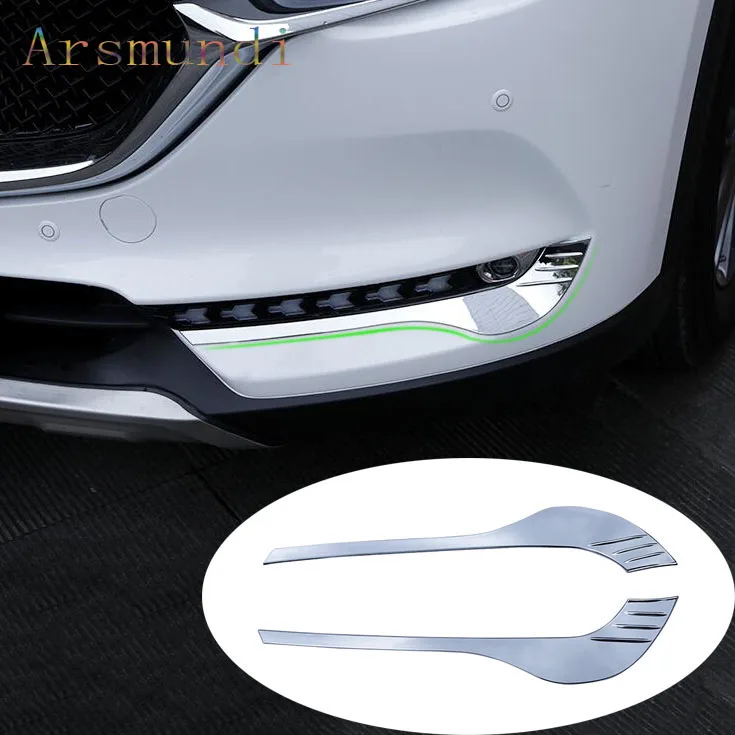 

For Mazda CX-5 CX5 2017-2018 ABS Chromed Front Fog Light Eyebrow Moulding Trim Strips 2pcs Auto Accessories