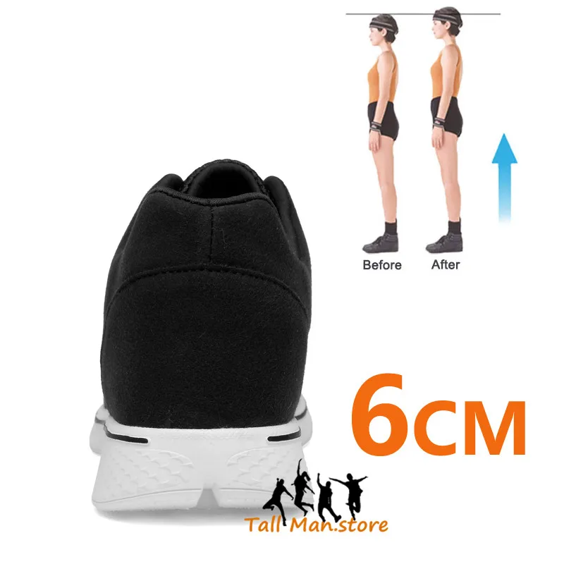 Men Sneakers Elevator Shoes Height Increase Insoles 6CM Man Tall Plus Size 37-44