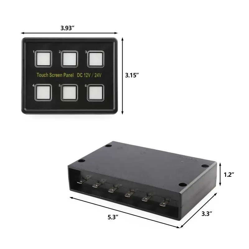 6 in 1 Control Switch Touch Screen panel with Blue Indicate Light YJ-CP-424A1 for Car Boat Marine Caravan