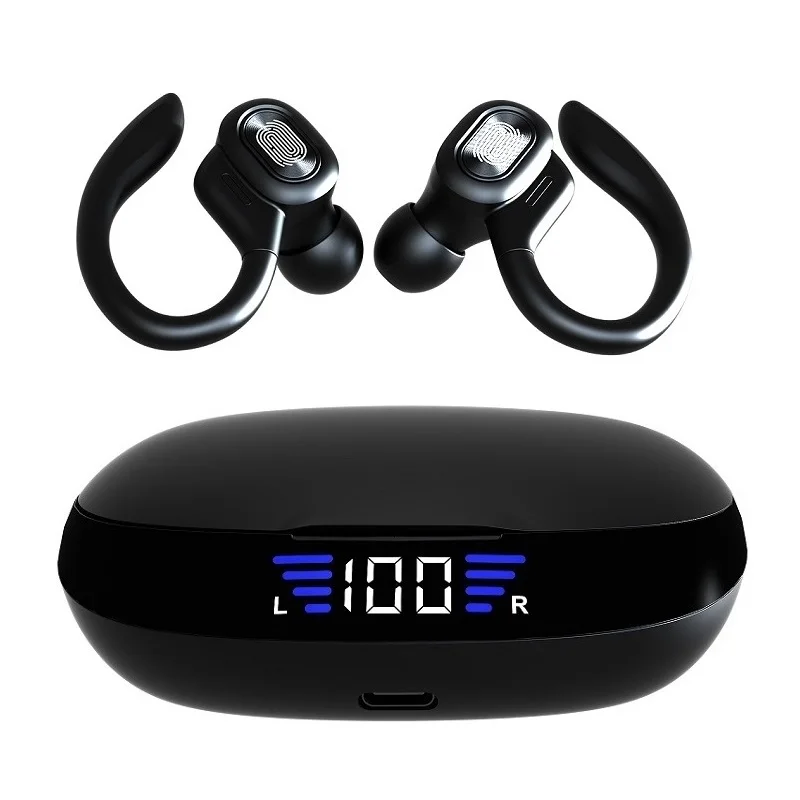 Tws Bluetooth Koptelefoon Met Microfoons Sport Oorhaak Led Display Draadloze Hoofdtelefoon Hifi Stereo Oordopjes Waterdicht Headsets