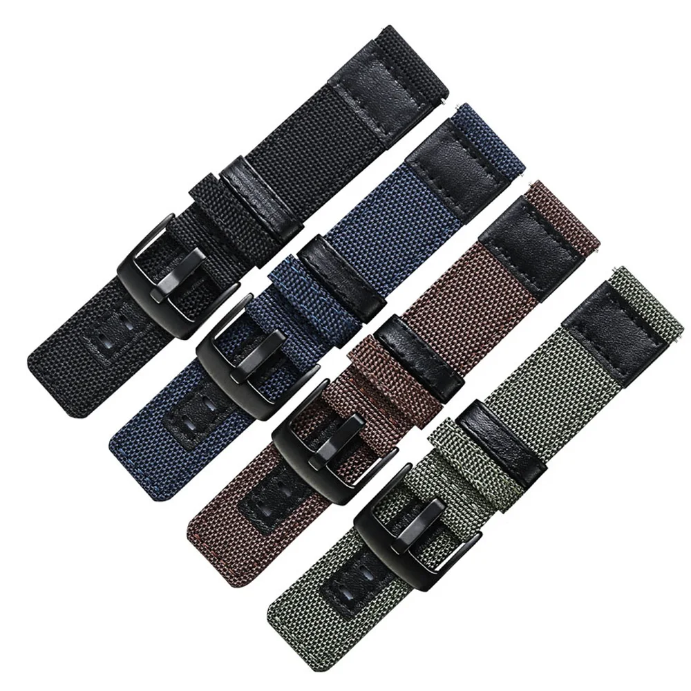 Canvas Nylon + Leather Watch Band For Jeep Diesel Fossil 20mm 22mm 24mm Men Watch Strap Longer Wrist Strap Watch Belt