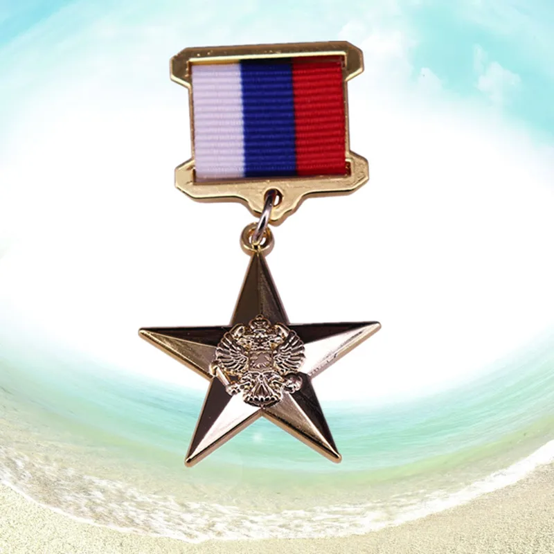 State award of Russia Double-headed eagle five-pointed star Hero of Labor Russian Medal badge