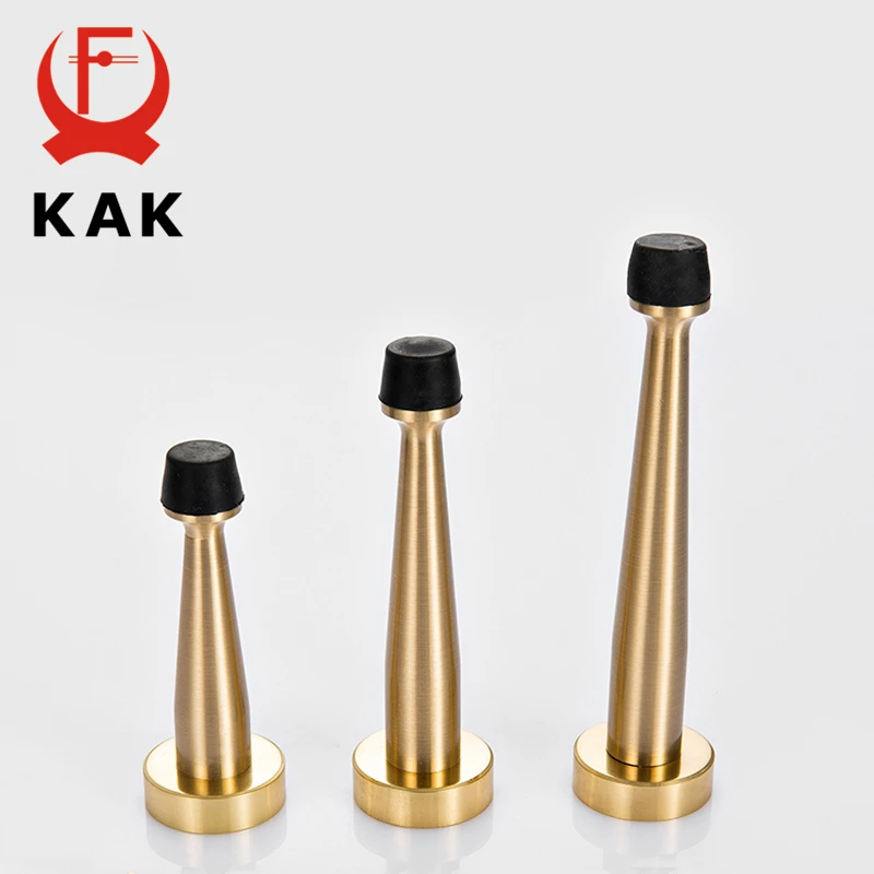 KAK Brass Door Stopper Bathroom Door Stop Heavy Duty Floor Wall Mount Bumper Non-magnetic Door Holder Catch Door Hardware