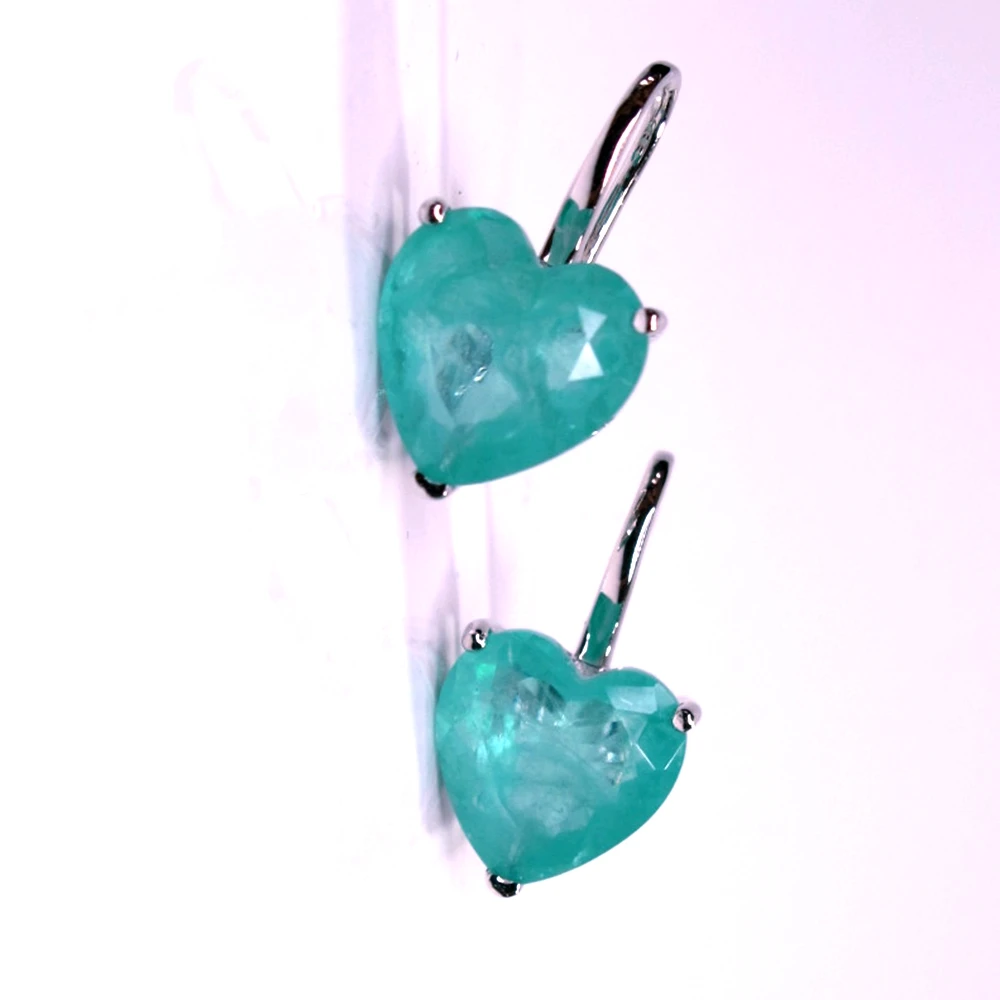 

KQDANCE Solid 925 Silver Lab Morganite Paraiba tourmaline pariba Heart Earrings with blue/pink stones Fine Jewelry 2021 Trend