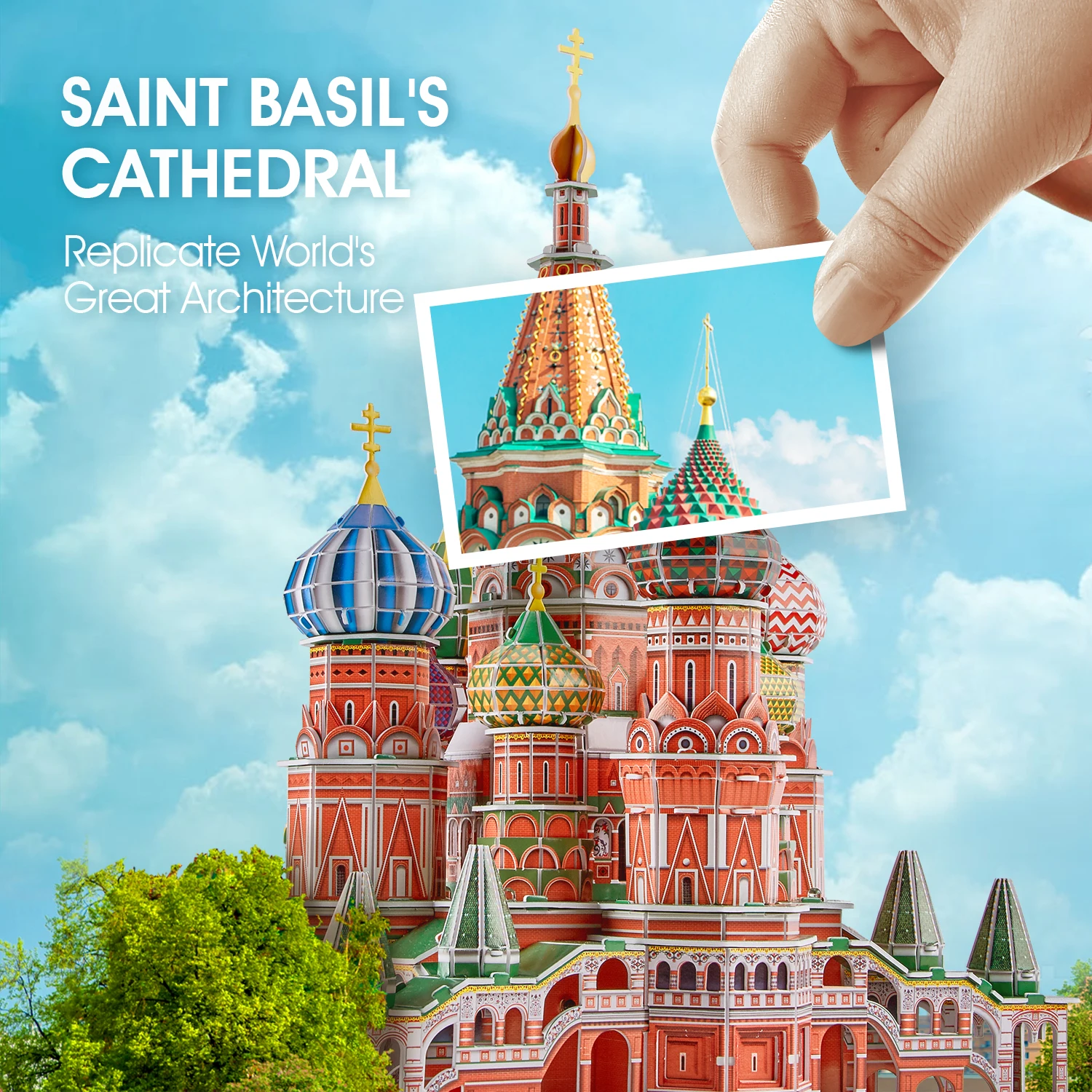 CubicFun 3D Puzzles LED Russia Cathedral Model St.Basil\'s Cathedral Architecture Building Church Kits Toys for Adults Kids