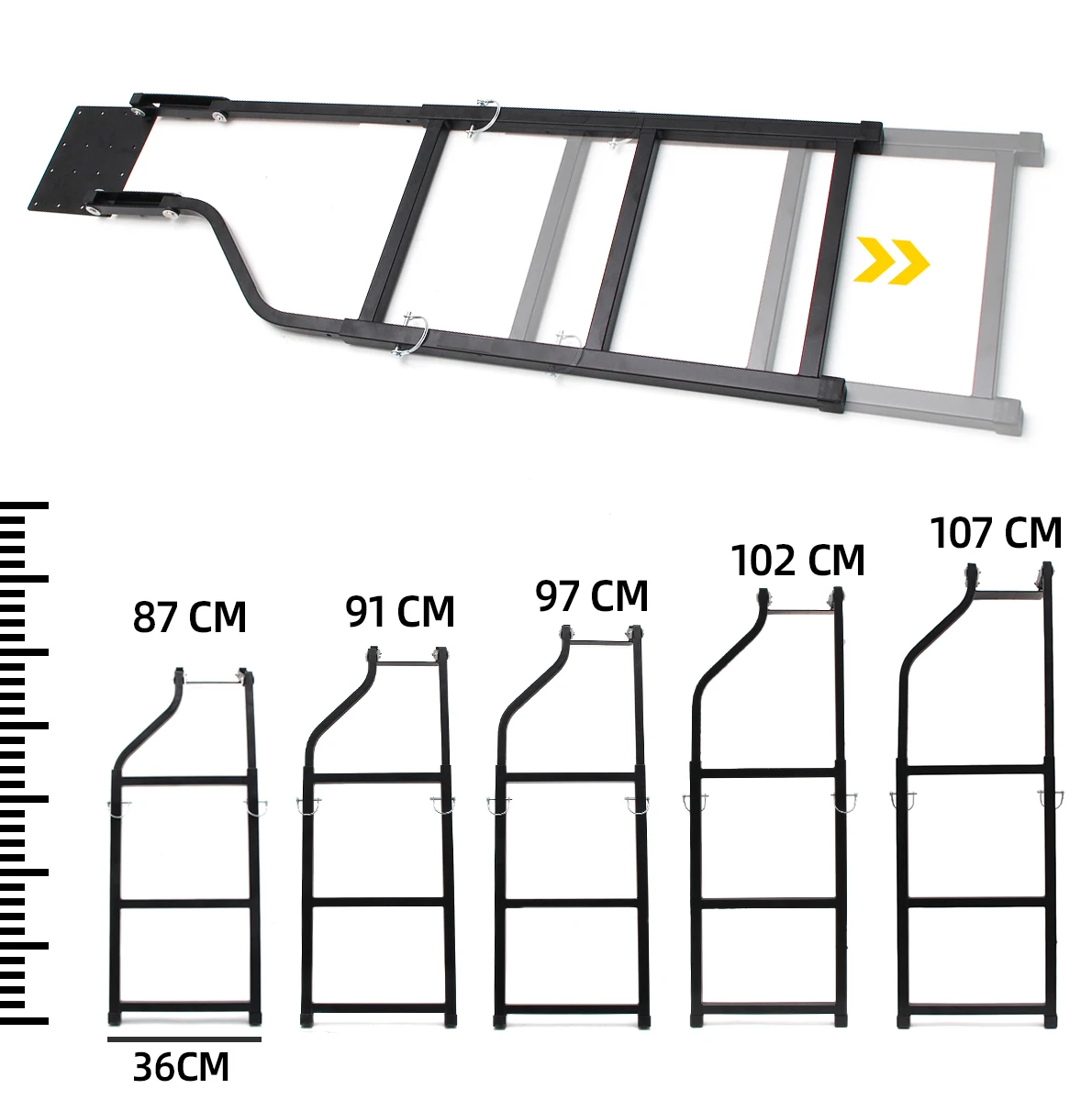 1 Set Tailgate Ladder Pickup Truck Accessories Universal Extension Step Ladder with Stainless Steel Self Drilling Hex Screws