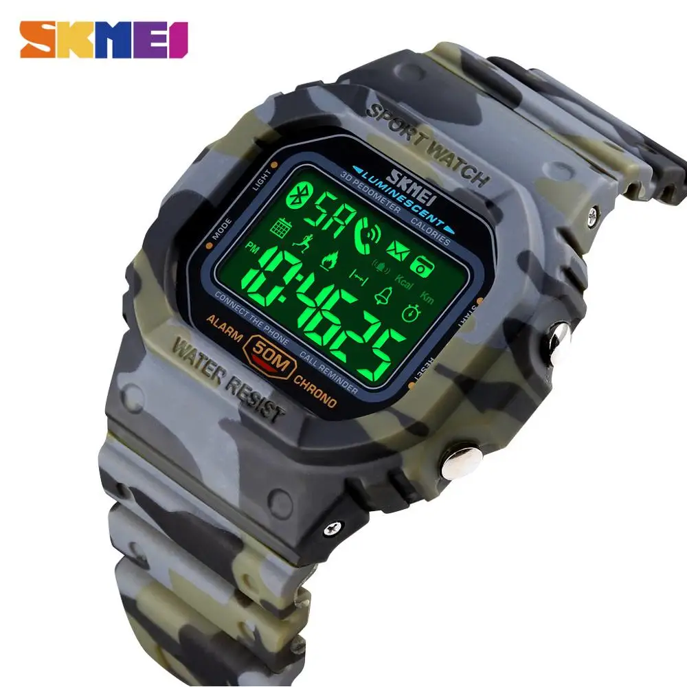 SKMEI 5Bar Waterproof Pedometer Calendar Military Outdoor Sport Men\'s Watches Male Digital Wristwatches Relogio Masculino 1629