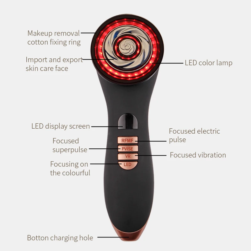 Massaggiatore facciale freddo freddo caldo 4 in 1 EMS RF radiofrequenza fotone ringiovanimento della pelle vibrazione sonora strumento dispositivo di bellezza