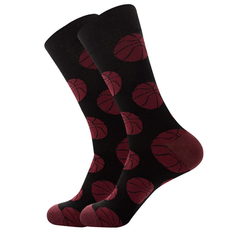 Uomini colorati pallacanestro calcio Rugby Tennis calcio Bowling sport palla modello calzini da sposa felici divertente cotone Crew Homme Sox