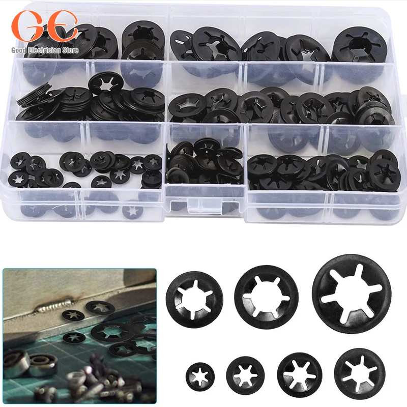 

260/320/280PCSM3-M12 Washer Inner Tooth Star Lock Push Lock Washer Speed Clip Fastener Kit Seal Ring Tool Hardware Accessor