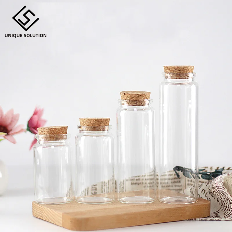 12/24pcs Glass Bottles with Cork Crafts Bottles Jars Weding Gift 50ml 80ml 100ml 150ml Empty Jars Containers Bottles