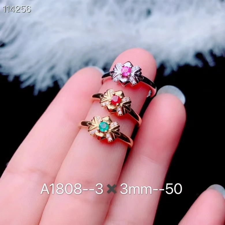 مجوهرات 925 فضية طبيعية روبي الياقوت الوردي الزمرد فتاة السيدات خاتم جميل الأوجه فلاش موضة جديدة دعم إعادة فحص #2