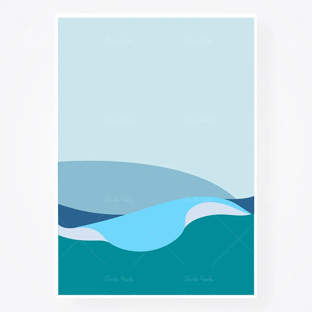 Scuba diving, diving fun, tropical diving, palm trees summer, big waves, diving sport, summer poster wall art decoration
