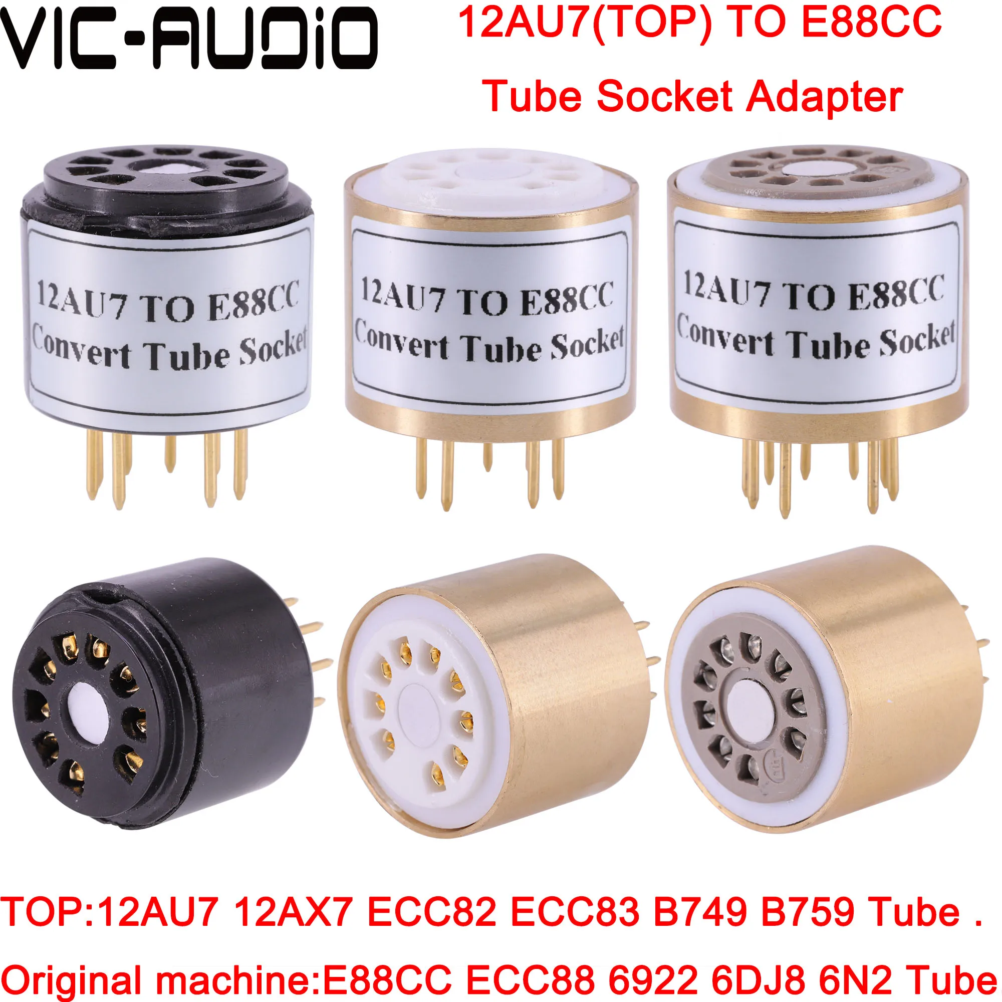 1PC 12AX7 ECC83 B749 12AU7 TO E88CC ECC88 6922 Vacuum Tube Amplifier Vitage DIY HIFI Audio Vacuum Tube Socket Adapter Converter