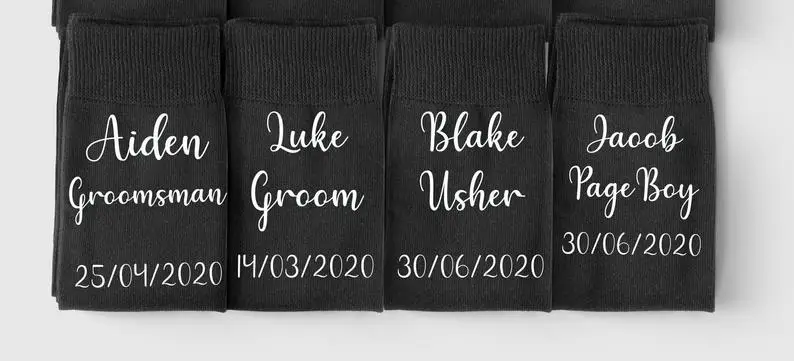 Personalised Wedding Socks Wedding Party Socks Fancy Style Font Custom Name Printed Groom Socks Groomsman Socks Best Man Socks