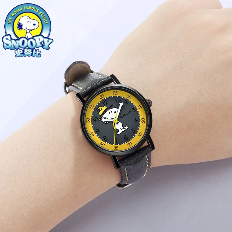 Snoopy-reloj de pulsera de cuarzo Miyota japonés para niño y niña, cronógrafo con esfera de grafiti, resistente al agua, informal, Original, regalo