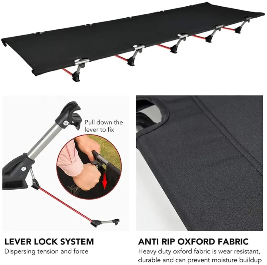 Cuna de Camping plegable portátil para una sola persona, cama plegable para exteriores, 330lb, peso de rodamiento compacto para Picnic al aire libre